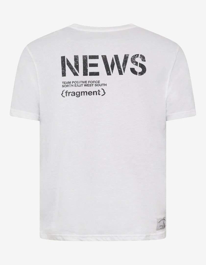 Budget 👍 7 Moncler Fragment Hiroshi Fujiwara White News Logo Print T-Shirt Clothing 👍 4 7 Moncler Fragment Hiroshi Fujiwara White News Logo Print T-Shirt Clothing