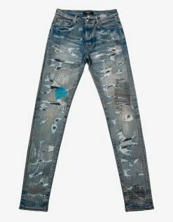 Amiri Clothing All Over Repair Clay Indigo Jeans