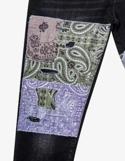 Brand new 💯 Amiri Clothing Bandana Art Patch Aged Black 👖 Jeans ⌛ 13 Amiri Clothing Bandana Art Patch Aged Black Jeans