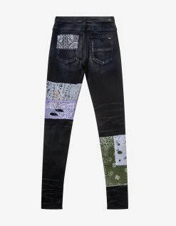 Amiri Clothing Bandana Art Patch Aged Black Jeans