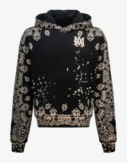 Amiri Black Bandana Bleach All Over Hoodie Clothing