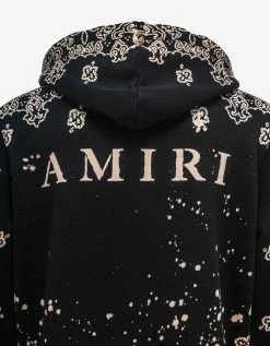 Wholesale 💯 Amiri Black Bandana Bleach All Over Hoodie Clothing 🥰 11 Amiri Black Bandana Bleach All Over Hoodie Clothing