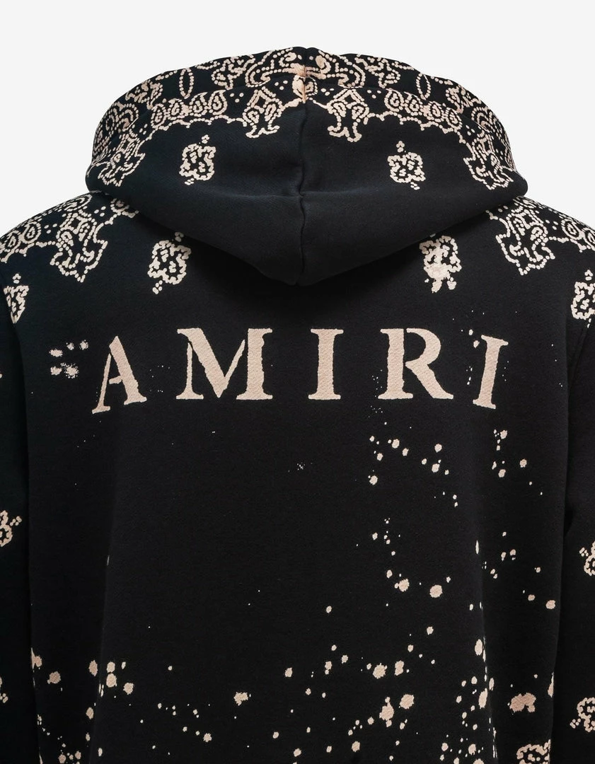 Wholesale 💯 Amiri Black Bandana Bleach All Over Hoodie Clothing 🥰 7 Amiri Black Bandana Bleach All Over Hoodie Clothing