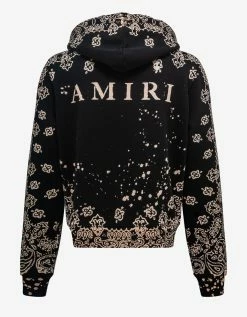 Amiri Black Bandana Bleach All Over Hoodie Clothing