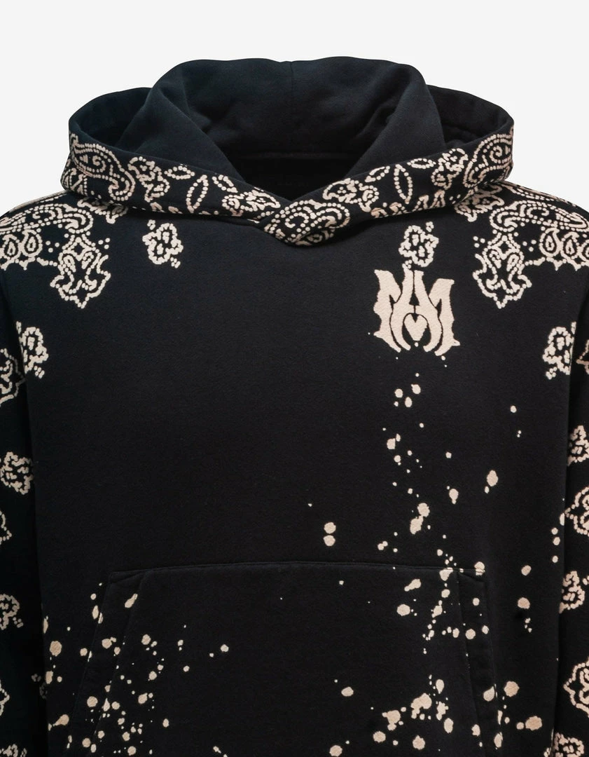 Wholesale 💯 Amiri Black Bandana Bleach All Over Hoodie Clothing 🥰 6 Amiri Black Bandana Bleach All Over Hoodie Clothing