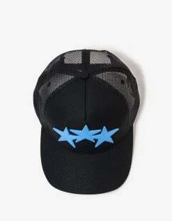 Amiri Accessories Black & Blue Three Star Trucker Hat