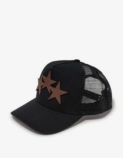 Amiri Black & Brown Three Star Trucker Hat Accessories