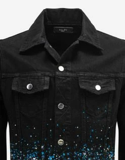 Amiri Black Crystal Painter Trucker Jacket Clothing