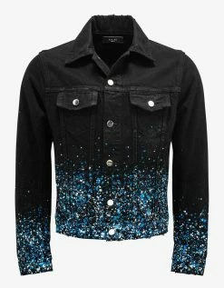 Amiri Black Crystal Painter Trucker Jacket Clothing