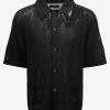 Amiri Black Floral Open Knit Polo Shirt Clothing