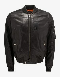 Amiri Black Leather Bomber Jacket
