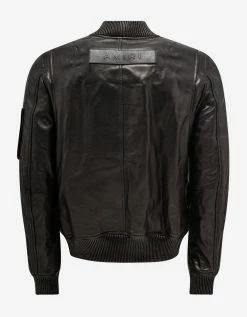 Amiri Black Leather Bomber Jacket