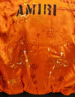 Amiri Black Leather Bomber Jacket