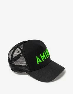 Amiri Accessories Black & Lime Arts Stencil Trucker Hat