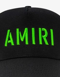 Amiri Accessories Black & Lime Arts Stencil Trucker Hat