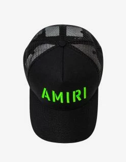 Amiri Accessories Black & Lime Arts Stencil Trucker Hat