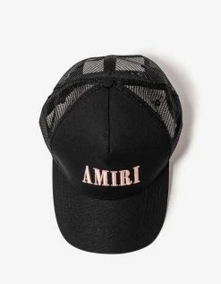 Amiri Black & Peach Core Logo Trucker Hat