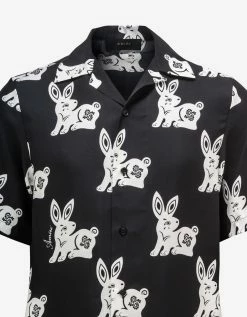 Amiri Clothing Black Rabbit Allover Bowling Shirt