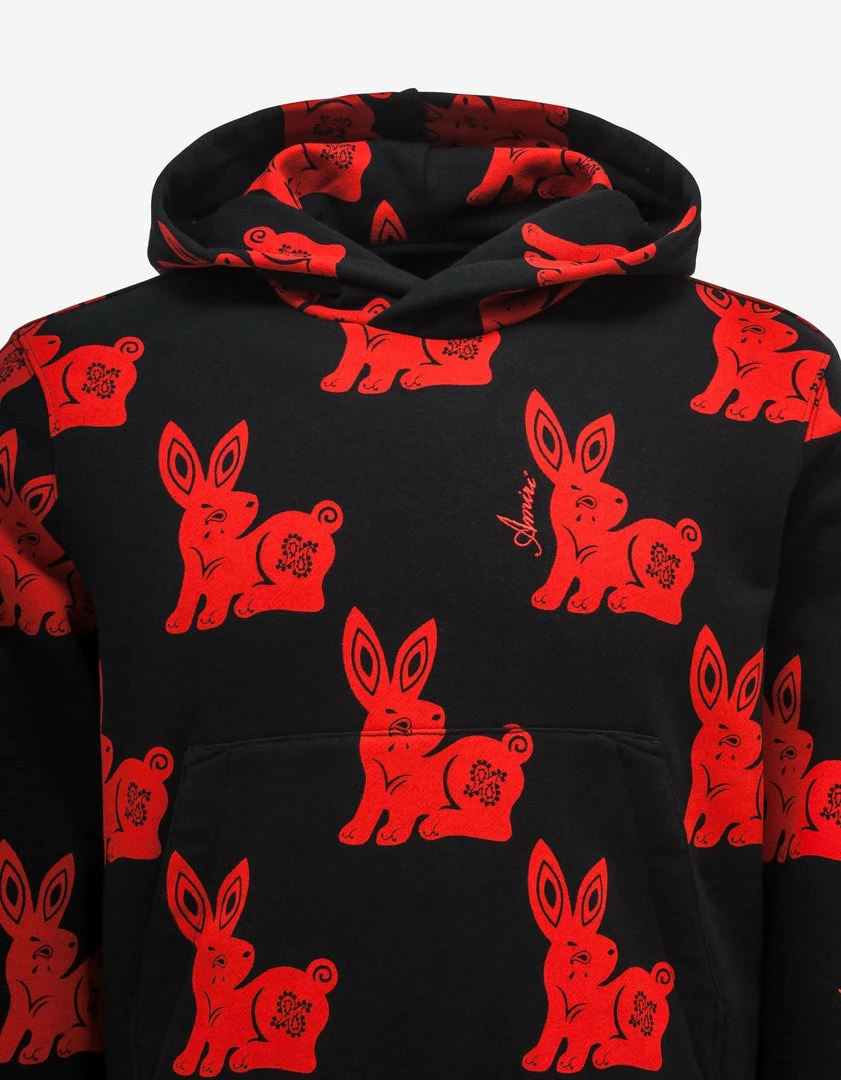 Best Sale π Amiri Black Rabbit Allover Hoodie Clothing π― 6 Amiri Black Rabbit Allover Hoodie Clothing