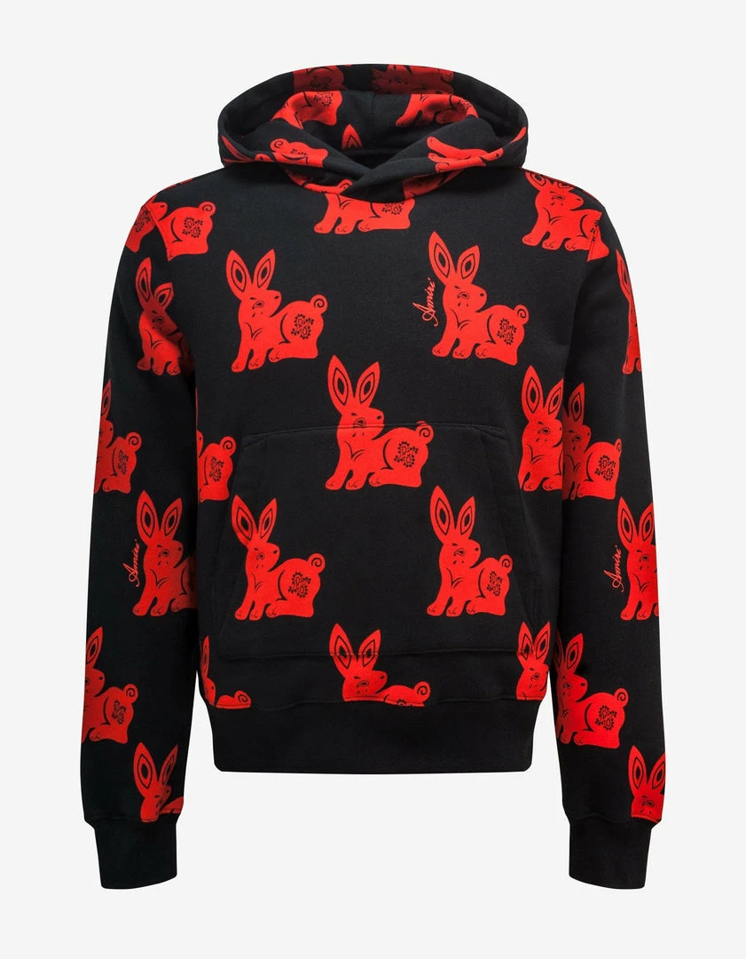 Best Sale π Amiri Black Rabbit Allover Hoodie Clothing π― 3 Amiri Black Rabbit Allover Hoodie Clothing