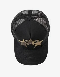 Amiri Black Three Star Trucker Hat Accessories