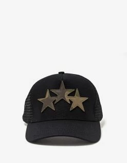 Amiri Black Three Star Trucker Hat Accessories