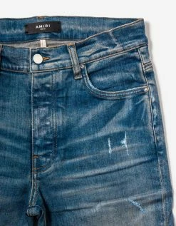 Amiri Blue Distressed Logo Jeans