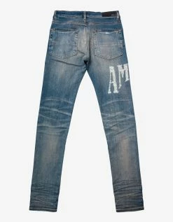 Amiri Blue Distressed Logo Jeans