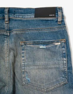 Amiri Blue Distressed Logo Jeans