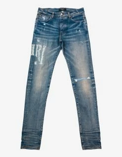 Amiri Blue Distressed Logo Jeans