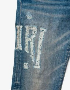 Amiri Blue Distressed Logo Jeans
