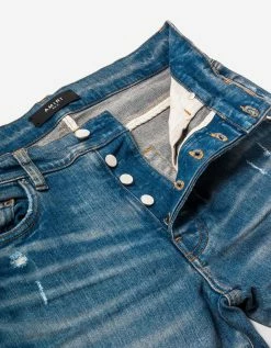 Amiri Blue Distressed Logo Jeans
