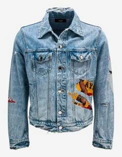 Amiri Coats And Jackets Blue Playboy Magazine Trucker Jacket