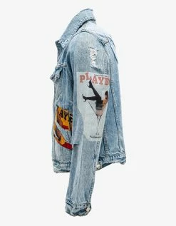 Amiri Coats And Jackets Blue Playboy Magazine Trucker Jacket