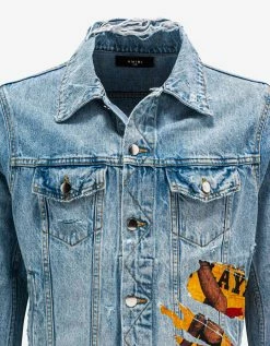Amiri Coats And Jackets Blue Playboy Magazine Trucker Jacket