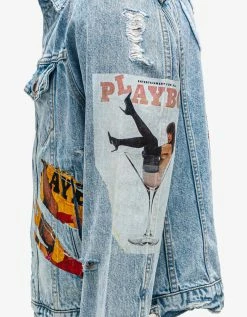 Amiri Coats And Jackets Blue Playboy Magazine Trucker Jacket