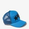 Wholesale 🥰 Amiri Accessories Blue Three Star Trucker Hat 👍 2 Amiri Accessories Blue Three Star Trucker Hat