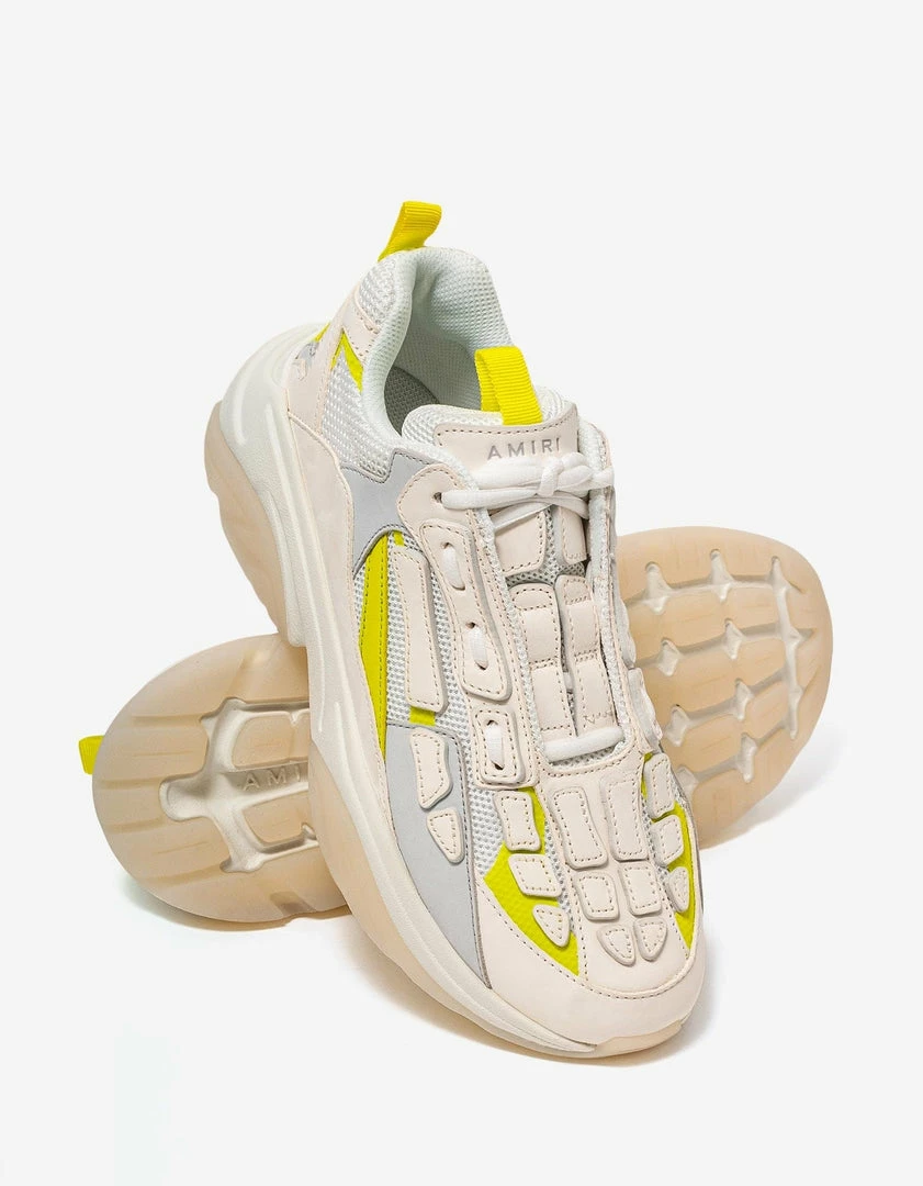 Hot Sale ✨ Amiri Bone Runner White & Yellow Trainers 🧨 9 Amiri Bone Runner White & Yellow Trainers
