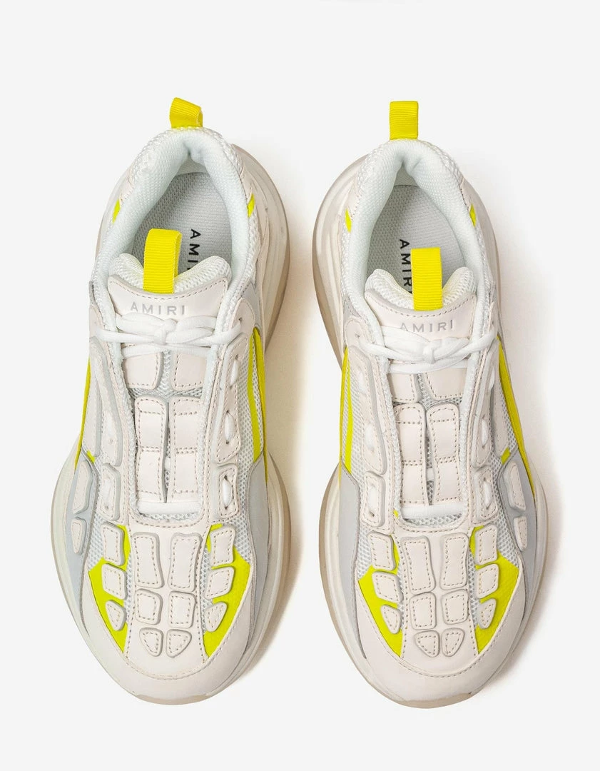 Hot Sale ✨ Amiri Bone Runner White & Yellow Trainers 🧨 6 Amiri Bone Runner White & Yellow Trainers