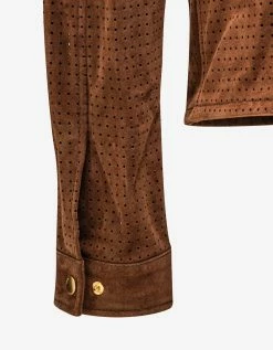 Amiri Clothing Brown Perforated Suede Leather Jacket