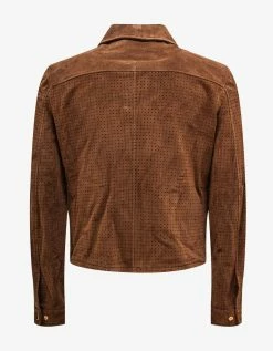 Amiri Clothing Brown Perforated Suede Leather Jacket