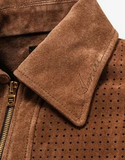 Amiri Clothing Brown Perforated Suede Leather Jacket