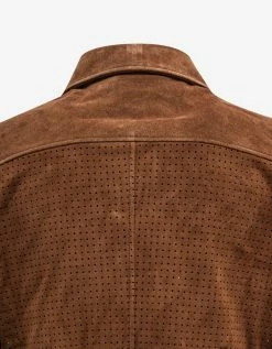 Amiri Clothing Brown Perforated Suede Leather Jacket