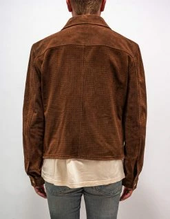 Amiri Clothing Brown Perforated Suede Leather Jacket