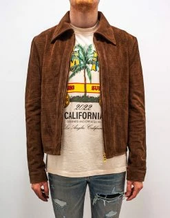 Amiri Clothing Brown Perforated Suede Leather Jacket