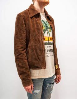 Amiri Clothing Brown Perforated Suede Leather Jacket