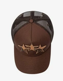 Amiri Brown Three Star Trucker Hat Accessories