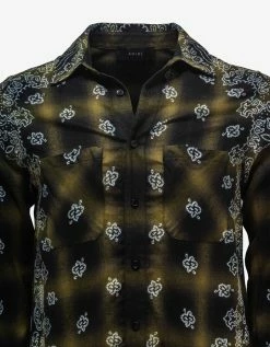 Amiri Green Bleach Bandana Shadow Plaid Shirt Clothing