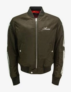 Amiri Green Bones Bomber Jacket Clothing