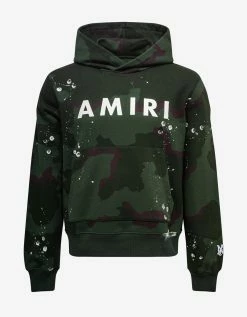 Amiri Green Camo Army Logo Hoodie Tracksuit